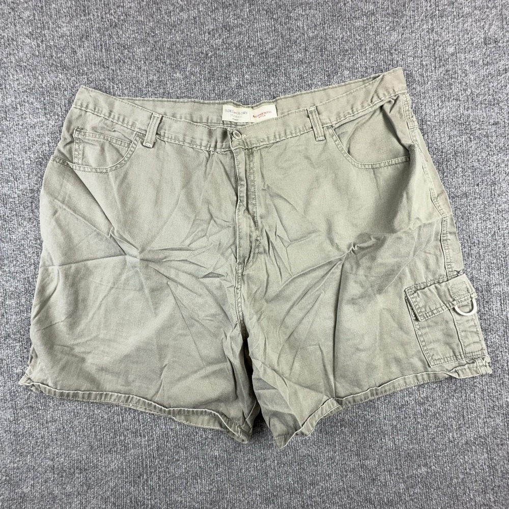 VTG Faded Glory Shorts Womens 26 Green Twill Cargo Pockets Zip Fly Casual Summer